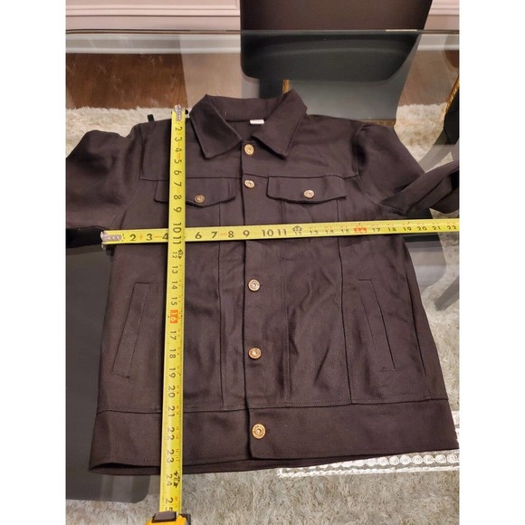 Men's Black Denim Cotton Long Sleeve Buttons Front Casual jeans Jacket Size M - Picture 8 of 9